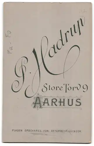 Fotografie P. Hadrup, Aarhus, Store Torv 9, Bürgerliches Paar in hübscher Kleidung