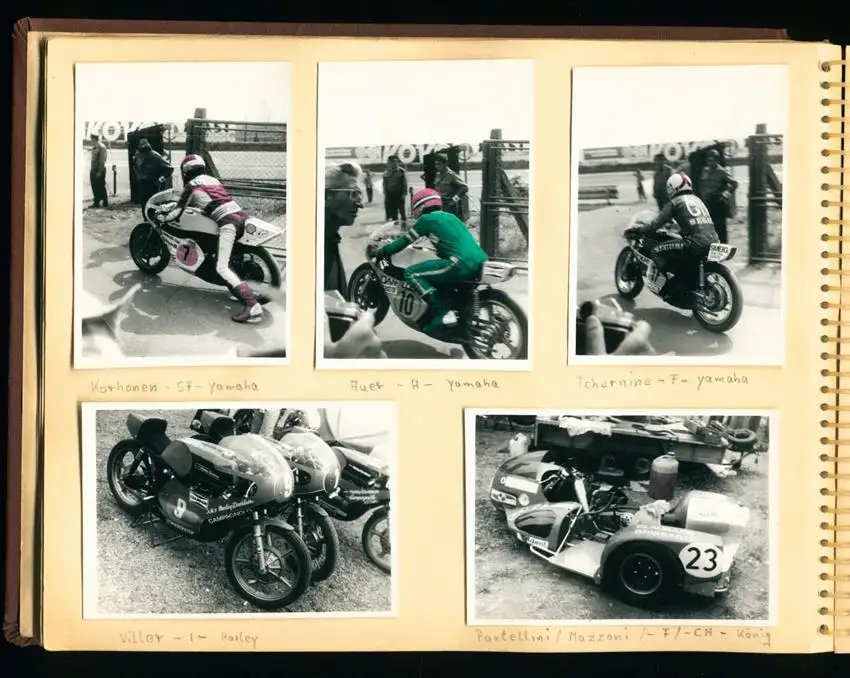 Fotoalbum mit 93 Fotografien, Motorrad-Rennen Brno, Grand Prix der Tschechoslowakei 1975, Yamaha, Harley, Norton, Honda 0
