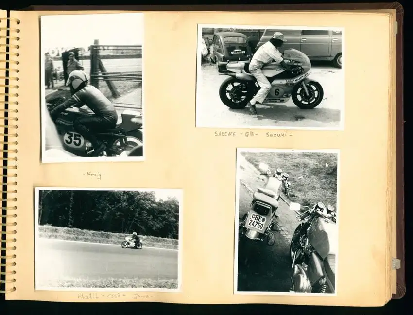 Fotoalbum mit 93 Fotografien, Motorrad-Rennen Brno, Grand Prix der Tschechoslowakei 1975, Yamaha, Harley, Norton, Honda 1