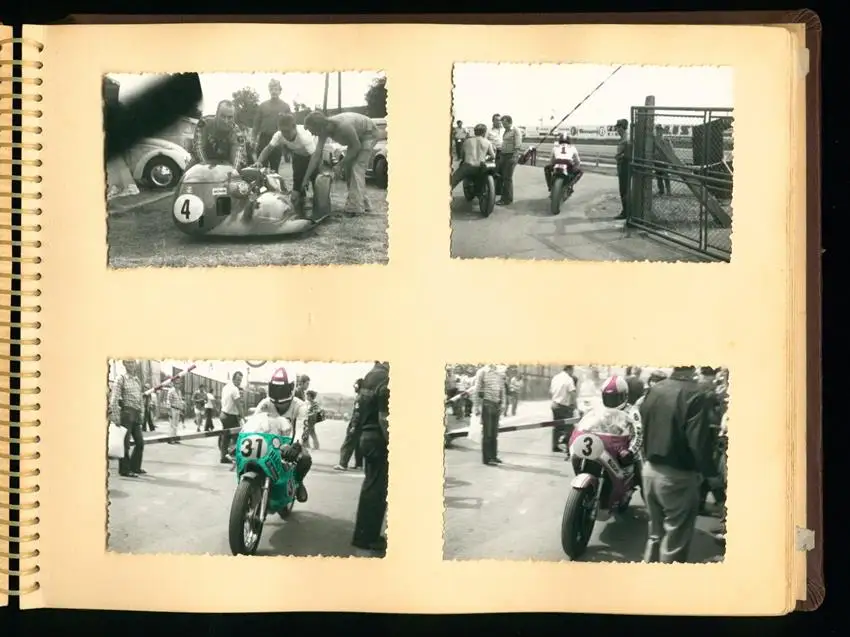 Fotoalbum mit 93 Fotografien, Motorrad-Rennen Brno, Grand Prix der Tschechoslowakei 1975, Yamaha, Harley, Norton, Honda 2