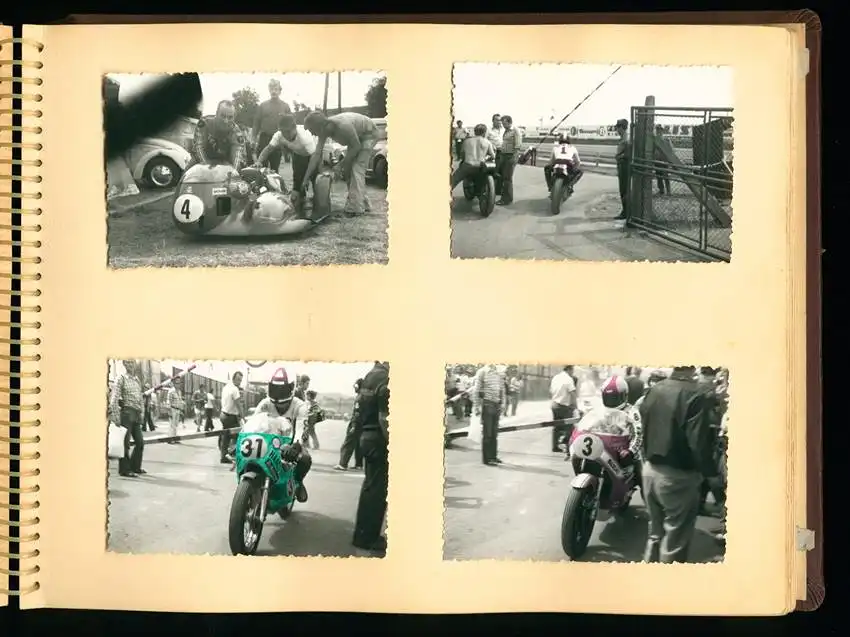 Fotoalbum mit 93 Fotografien, Motorrad-Rennen Brno, Grand Prix der Tschechoslowakei 1975, Yamaha, Harley, Norton, Honda 2