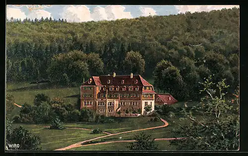 Künstler-AK Honau, Albhotel Traifelberg und Waldansicht