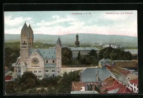 AK Homburg v. d. H., Erlöserkirche und Schloss