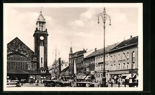 AK Hagen /W., Bahnhof mit Geschäften
