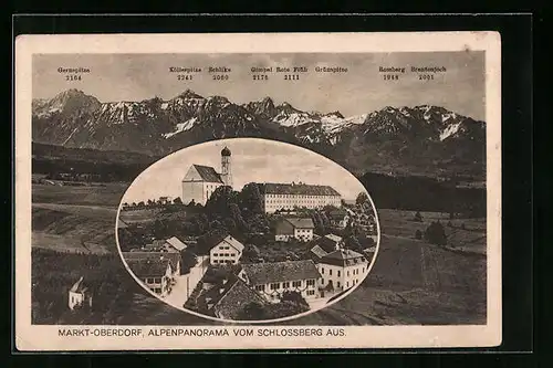 AK Markt-Oberdorf, Alpenpanorama mit Schlike, Gernspitze und Rossberg vom Schlossberg aus