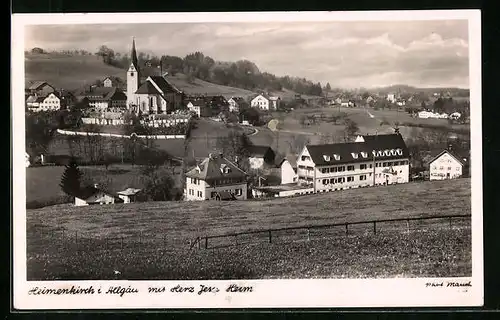 AK Heimenkirch i. Allgäu, Ortspartie mit Herz-Jesu-Heim