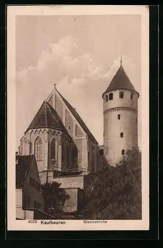 AK Kaufbeuren, Blasiuskirche mit Wolken