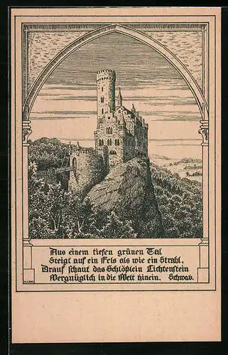 AK Lichtenstein, Burg mit Zugbrücke