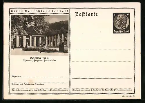 AK Bad Elster, Kurgebäude, Ganzsache Lernt Deutschland kennen