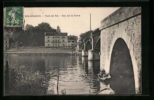 AK Ris-Orangis, Pont de Ris, Vue de la Seine