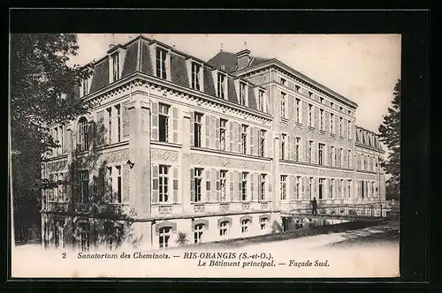 AK Ris-Orangis, Sanatorium des Cheminots - Le Batiment principal, Facade Sud