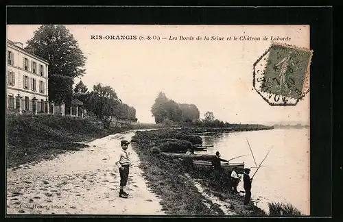 AK Ris-Orangis, Les Bords de la Seine et le Chateau de Laborde