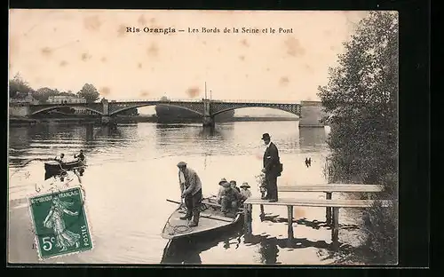 AK Ris-Orangis, Les Bords de la Seine et le Pont