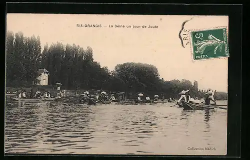 AK Ris-Orangis, La Seine un jour de Joute