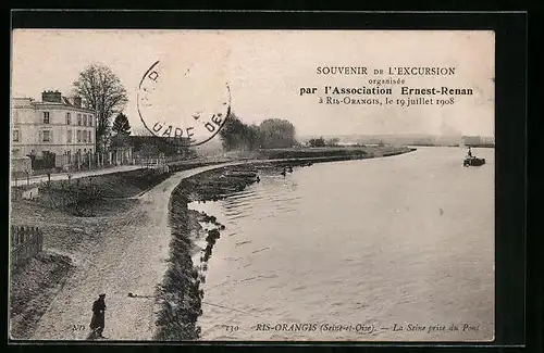 AK Ris-Orangis, La Seine Prise du Pont