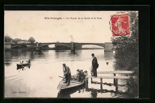 AK Ris-Orangis, Les Bords de la Seine et le Pont