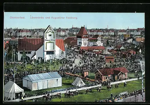 AK München, Münchner Oktoberfest, Löwenbräu und Augustiner Festburg