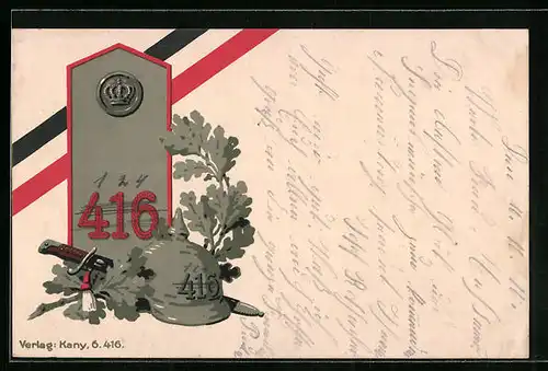 AK Pickelhaube und Dolch mit Eichenblättern, Regiment No. 416