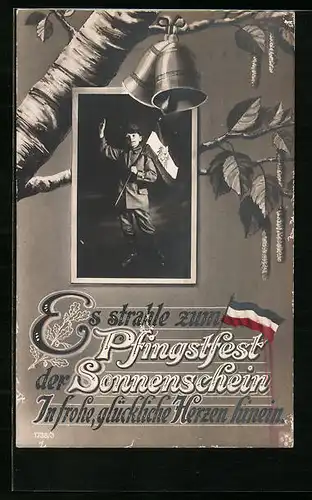 AK Kind in Unifom mit Reichsflagge grüsst zu Pfingsten