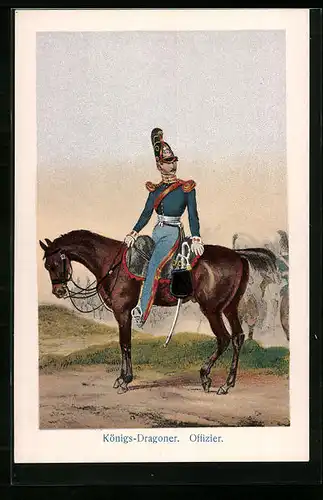 Künstler-AK Königs-Dragoner, Offizier in Uniform