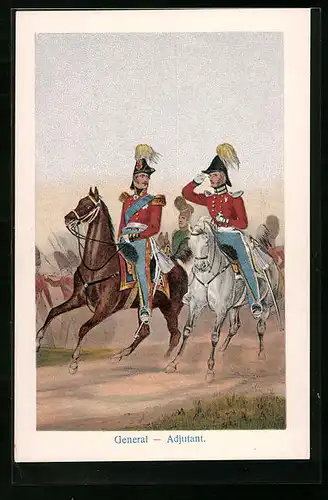 Künstler-AK General und Adjutant in Uniform
