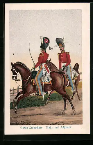 AK Garde-Grenadiere Major und Adjutant in Uniform