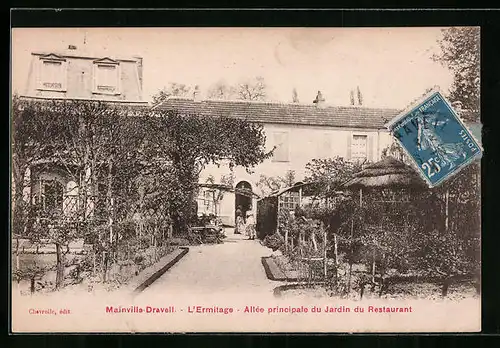 AK Mainville-Draveil, L`Ermitage, Allée principale du Jardin du Restaurant