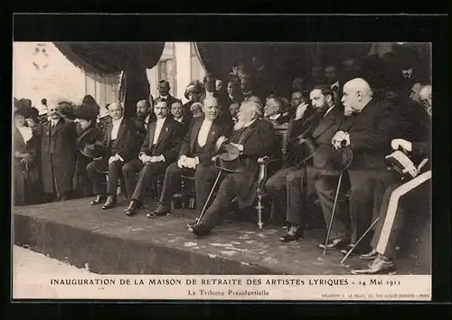 AK Ris-Orangis, Inauguration de la Maison de Retraite des Artistes Lyriques 14 May 1911, La Tribune Présidentielle