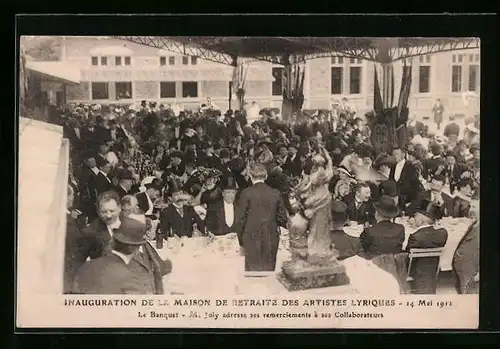 AK Ris Orangis, Inauguration de la Maison de Retraite des Artistes Lyriques 14 May 1911, Le Banquet
