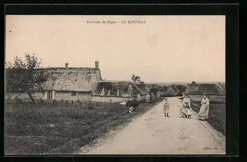 AK Le Rouvray, Strasse mit Einwohnern