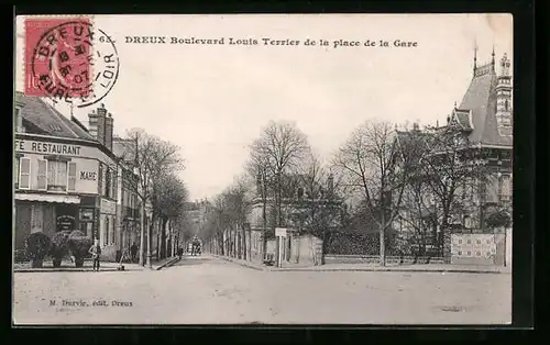 AK Dreux, Boulevard Louis Terrier de la place de la Gare