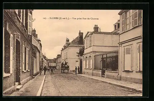 AK Illiers, Vue prise Rue de Chartres