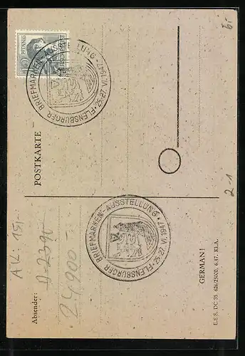 AK Flensburger Briefmarken-Ausstellung 1947