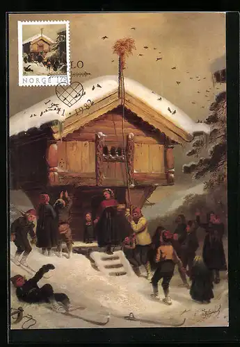 Maximum-AK Weihnachtsgebräuche nach einem Gemälde von Adolph Tidemand