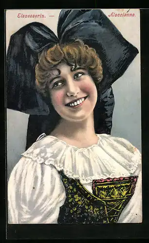 AK Lächelndes Mädchen in elsässer Tracht