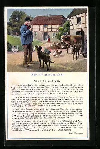 Künstler-AK Mann in Westfälischer Tracht und Westfalenlied