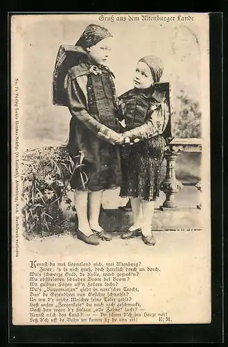 AK Zwei Kinder aus dem Altenburger Lande in thüringischer Tracht