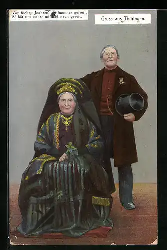 AK Altes Paar in thüringischer Tracht
