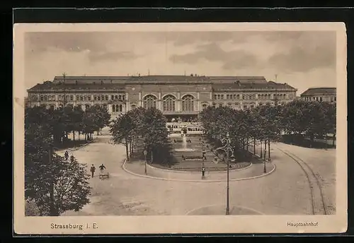 AK Strassburg i. Els., Hauptbahnhof aus der Vogelschau