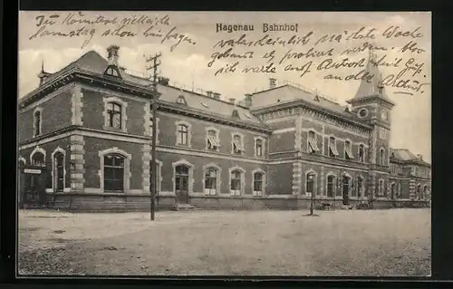 AK Hagenau, Blick zum Bahnhof