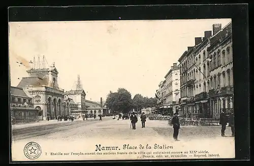 AK Namur, Place de la Station, Bahnhof