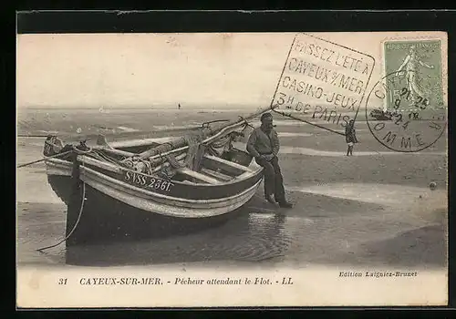 AK Cayeux-sur-Mer, Pecheur attendant le Flot, Fischerei