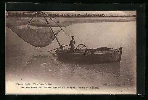 AK Le Crotoy, La peche au carreau dans le bassin, Fischerei