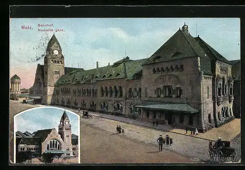 AK Metz, Bahnhof von zwei Seiten gesehen