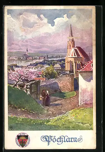 AK Deutscher Schulverein Nr. 288: Pöchlarn, Ortsansicht mit Kirche