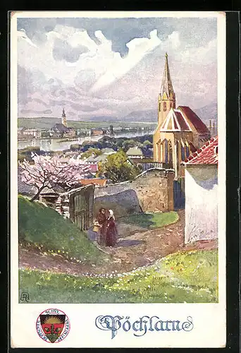 AK Deutscher Schulverein Nr. 288: Pöchlarn, Ortsansicht mit Kirche