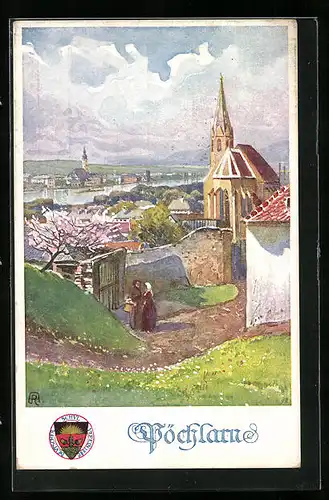 AK Deutscher Schulverein Nr. 288: Pöchlarn, Ortsansicht mit Kirche