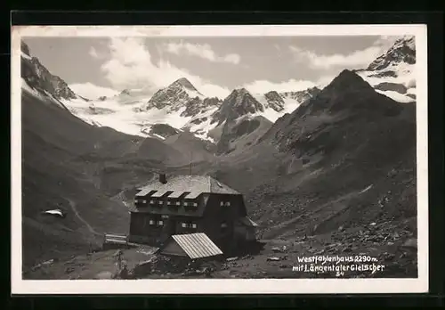 AK Westfahlenhaus, Berghütte mit Längentaler Gletscher