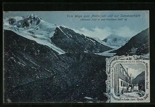 AK Sammoarhütte, Berghütte der Section Innsbruck am Niederjochferner Oetztal, Vom Wege zum Niederjoch