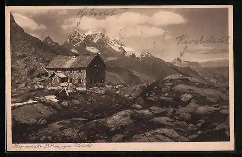 AK Bremerhütte, Berghütte gegen Habicht